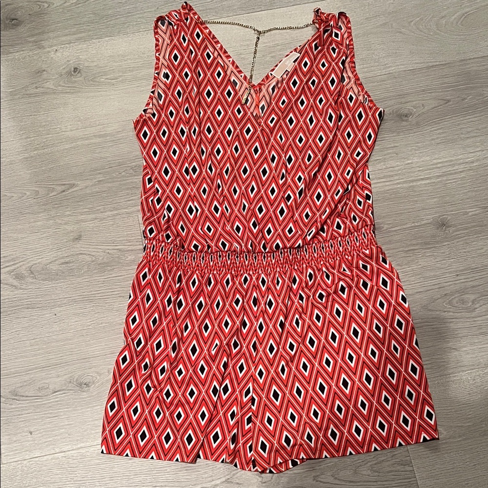 Michael Kors Orange and Black Geometric Print Garment